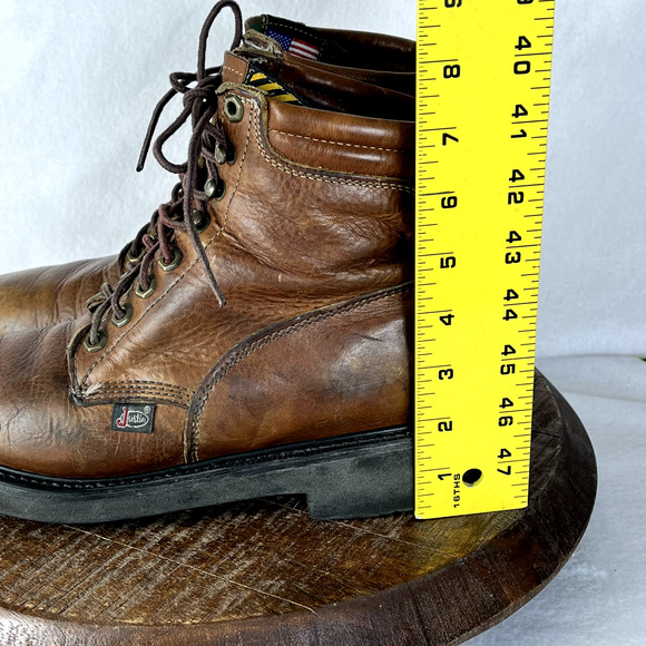 Justin Work Boots Mens 8D Leather Lace Up Made In USA Style 0770 Hiking Hunting main image 2